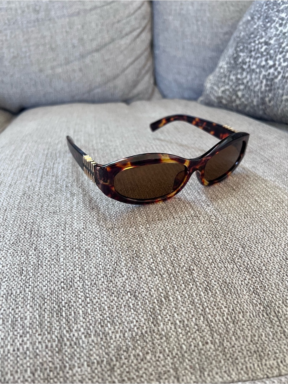 Miu Miu Tortoiseshell Oval Havana Brown Sunglasses - Brown Lenses - Picture 8 of 8